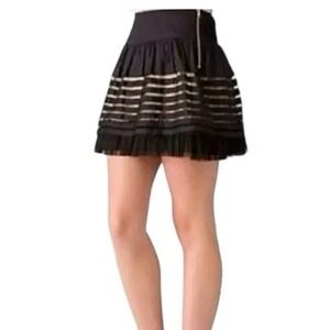 Free People Mini Skirt Women's 4‎ Black Mesh Stripe Tulle Witchy Festival